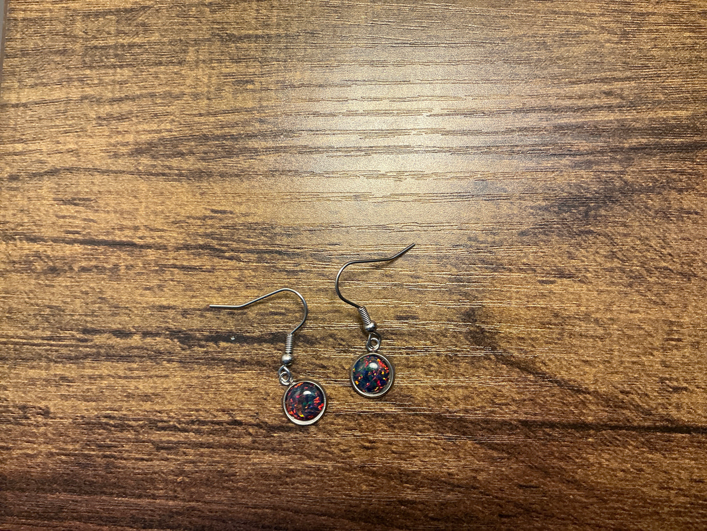 8mm Synthetic OPAL RED EARRINGS