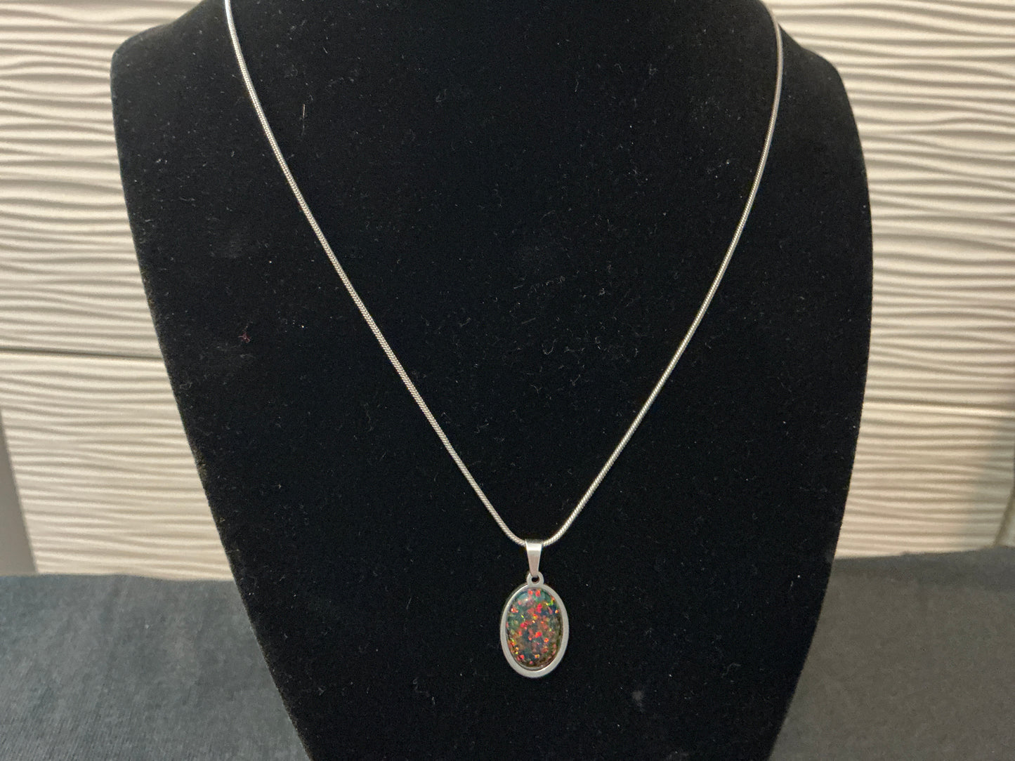 10x14mm Synthetic Black Opal Necklace