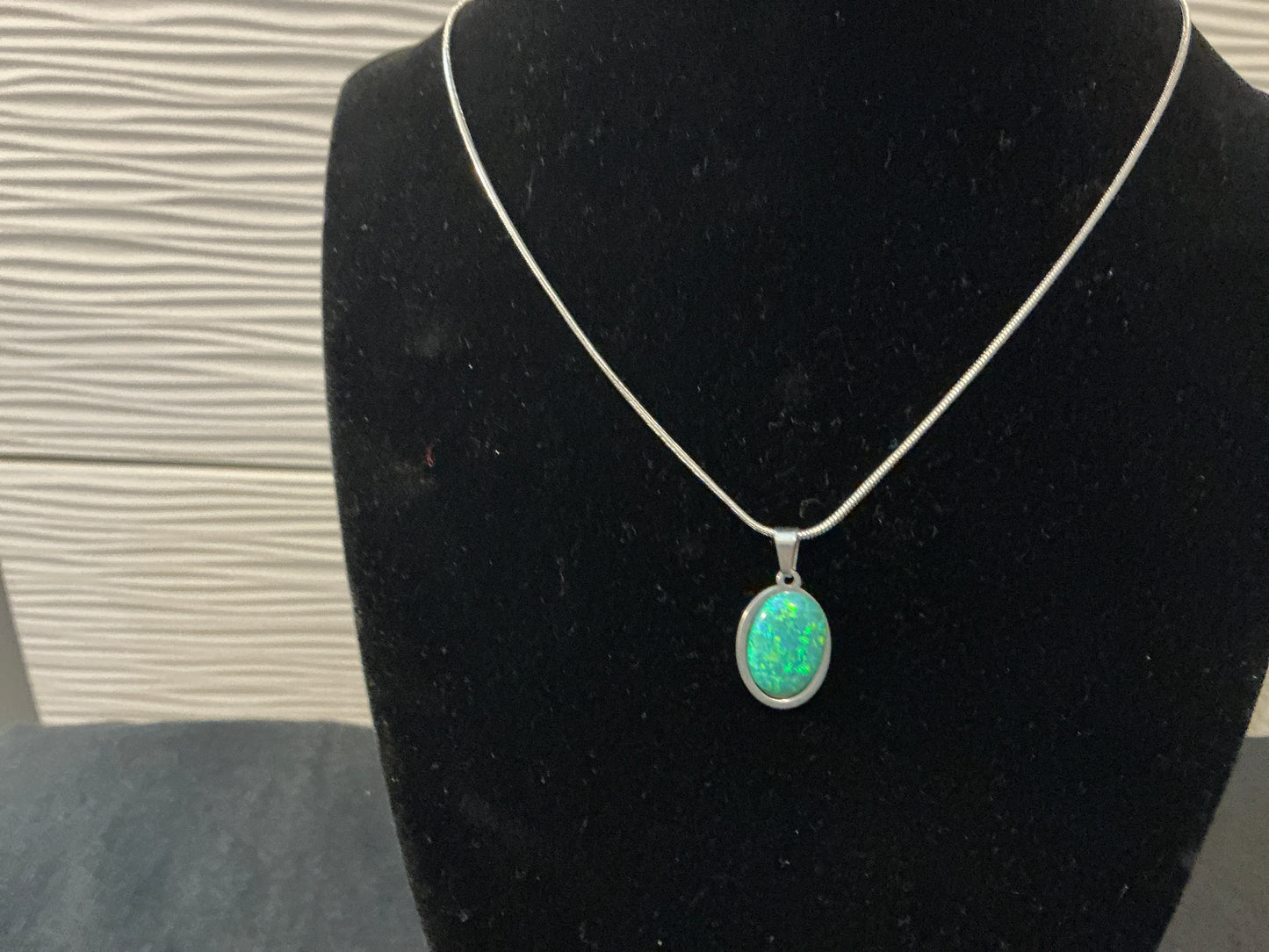 10x14mm Synthetic OPAL Green Necklace