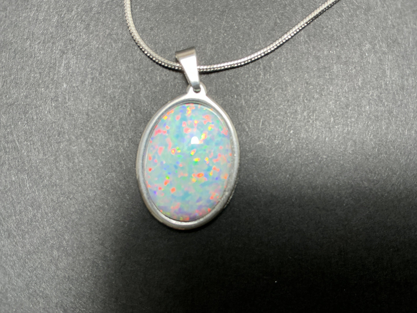 13x18mm White Synthetic OPAL Necklace