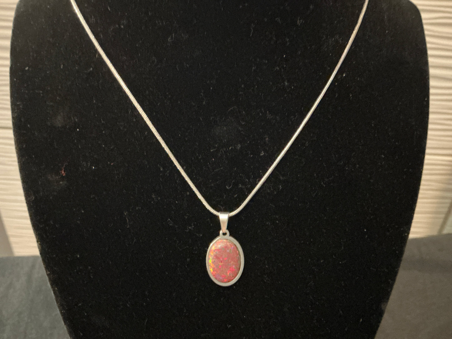 10x14mm Synthetic OPAL Red Necklace