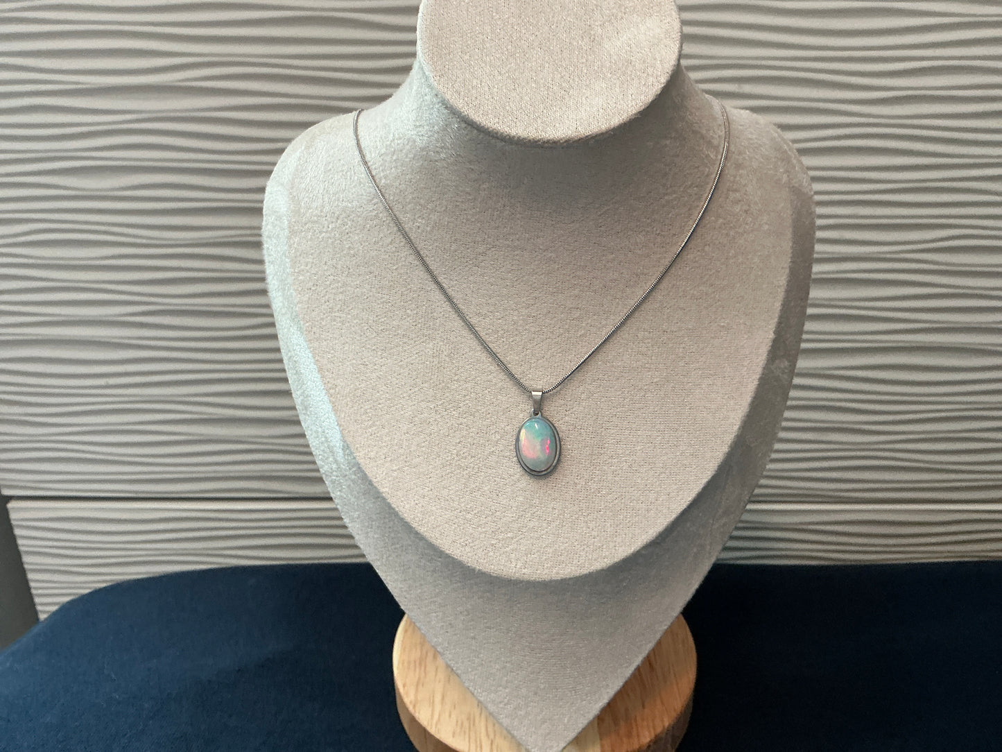 10x14mm Ethiopian White Opal Necklace