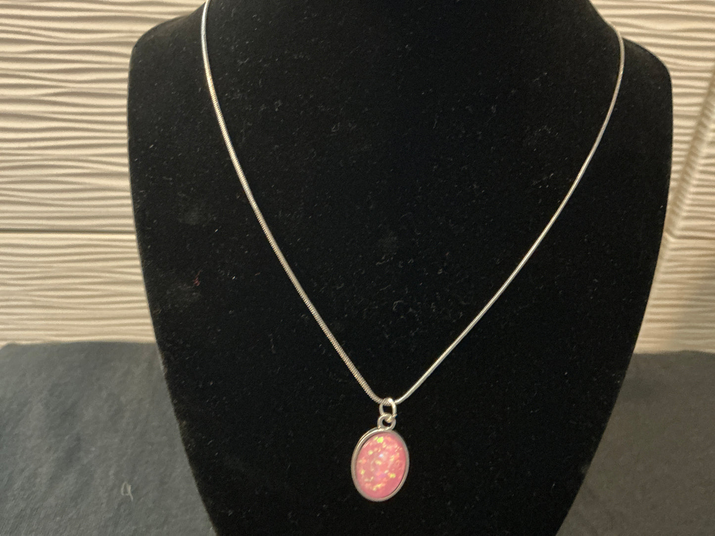 13x18mm Pink synthetic OPAL Necklace