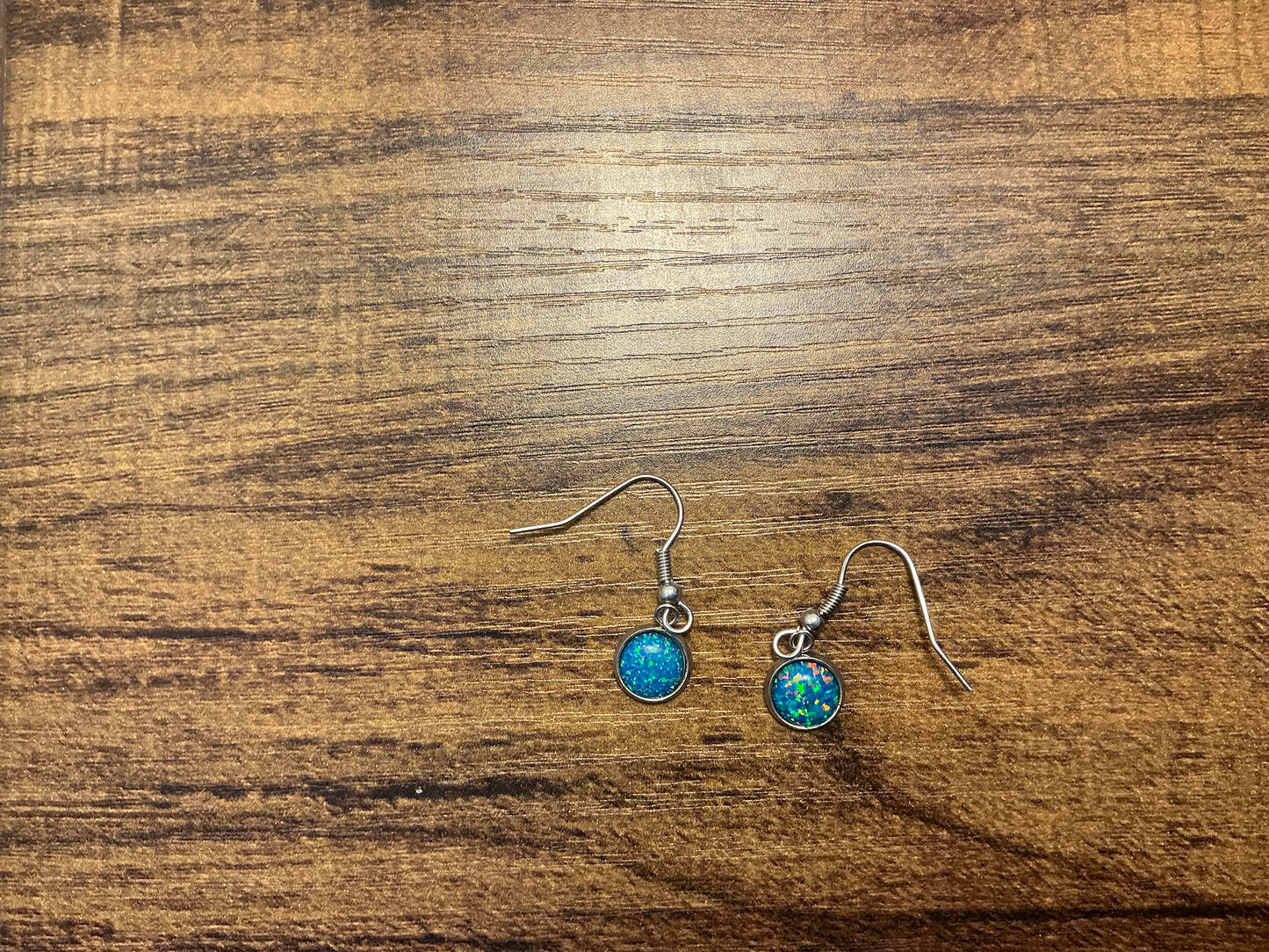 8mm Synthetic OPAL Green EARRINGS