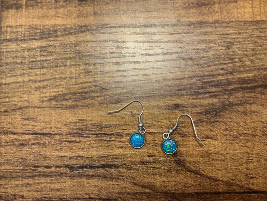 8mm Synthetic OPAL Green EARRINGS