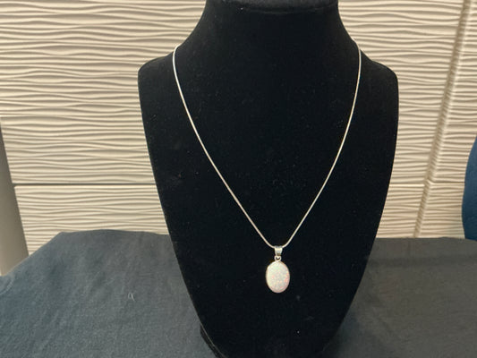 10x14mm Synthetic White OPAL Necklace