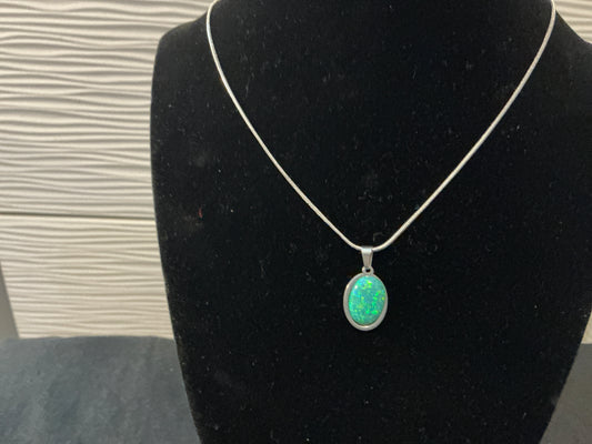 10x14mm Synthetic OPAL Green Necklace