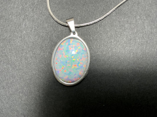 13x18mm White Synthetic OPAL Necklace