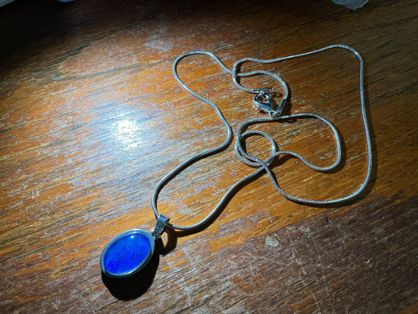 Australian Opal 10x14mm Necklace Blue green