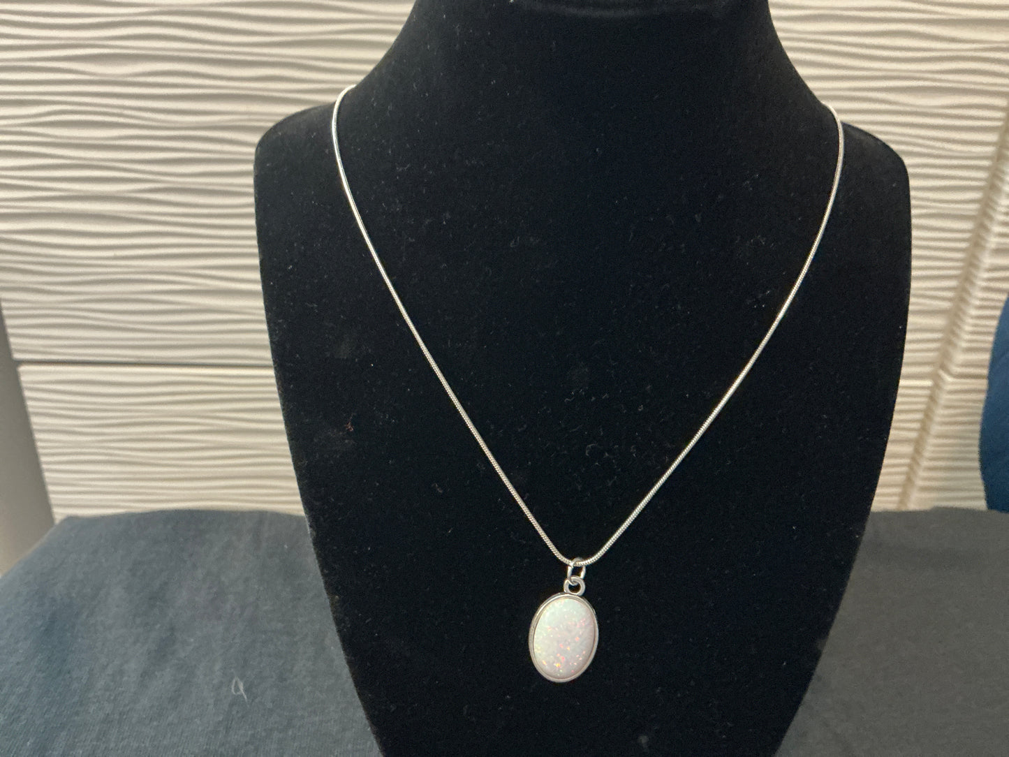 13x18mm White Synthetic OPAL Necklace