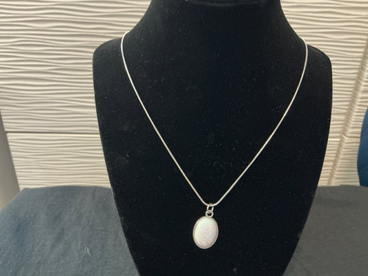13x18mm White Synthetic OPAL Necklace