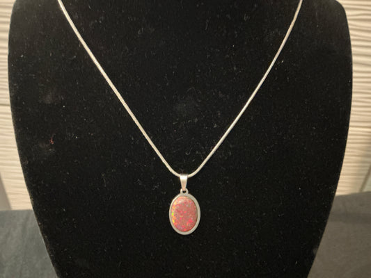 10x14mm Synthetic OPAL Red Necklace