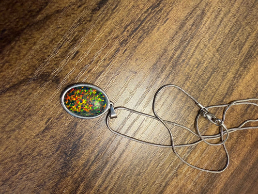 13x18mm Opal Pendant Orange and red